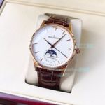 Replica Jaeger-LeCoultre White Face Rose Gold Case Watch 42MM